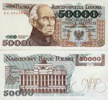 *50 000 Zlotych Poľsko 1989, P153a UNC - Kliknutím na obrázok zatvorte -